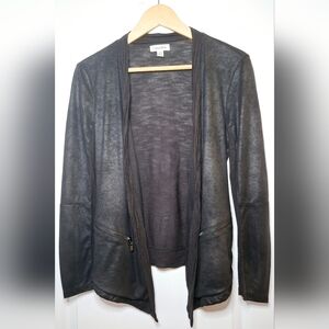 Calvin Klein Stylish Faux Leather Open Cardigan (XS)